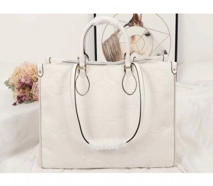 Fake Louis Vuitton Monogram Empreinte Giant Onthego GM Tote In Cream