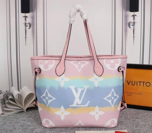 Fake Louis Vuitton Escale Neverfull MM Tote Pastel Pink