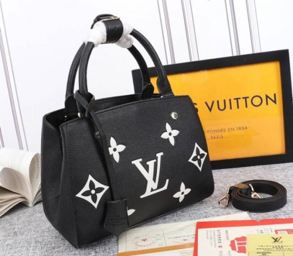 Fake Louis Vuitton Monogram Empreinte Leather Montaigne BB Handbag Black