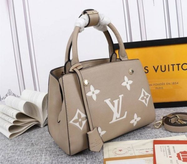 Replica Louis Vuitton Monogram Empreinte Leather Montaigne BB Handbag Turtledove