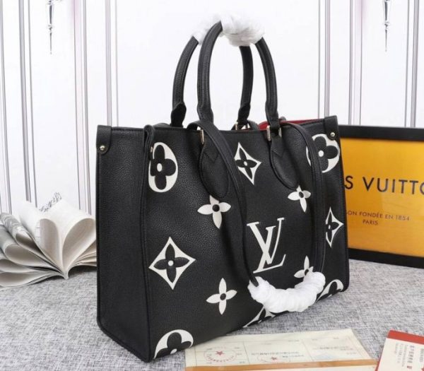 Fake Louis Vuitton Monogram Empreinte Leather OnTheGo MM Tote Black