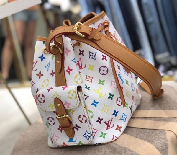 Fake Louis Vuitton White Murakami Petit Noe Bag