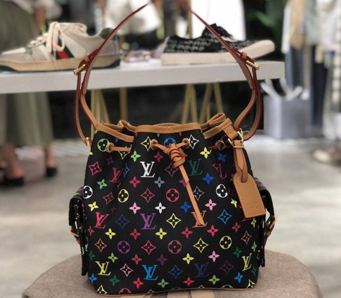 Replica Louis Vuitton Black Murakami Petit Noe Bag