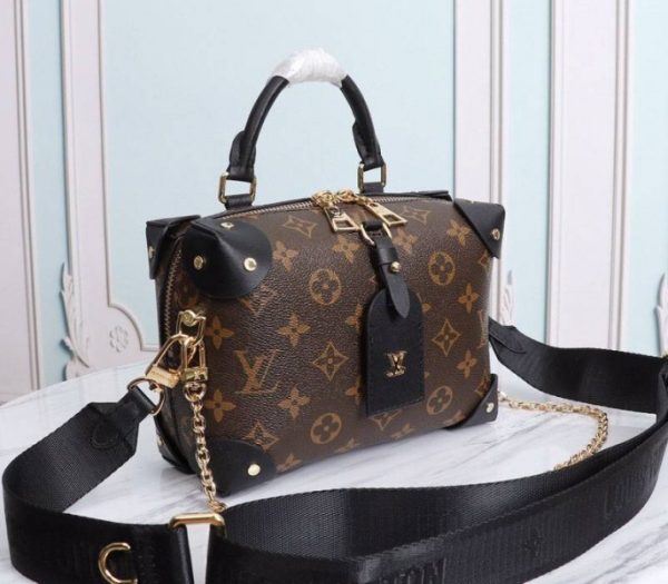 Replica Louis Vuitton Monogram Canvas Petite Malle Souple Handbag In Black