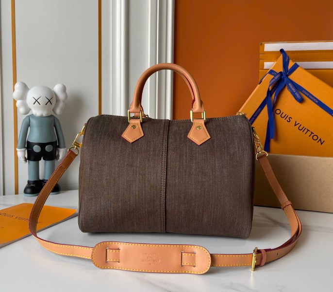 Denim Speedy Bandouliere 30 In Coffee Bean Brown